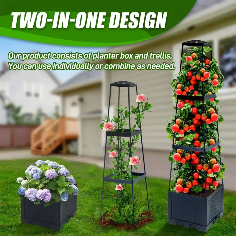Hydroponic Tower - 자동 급수 심기 상자와 트렐리스가 있는