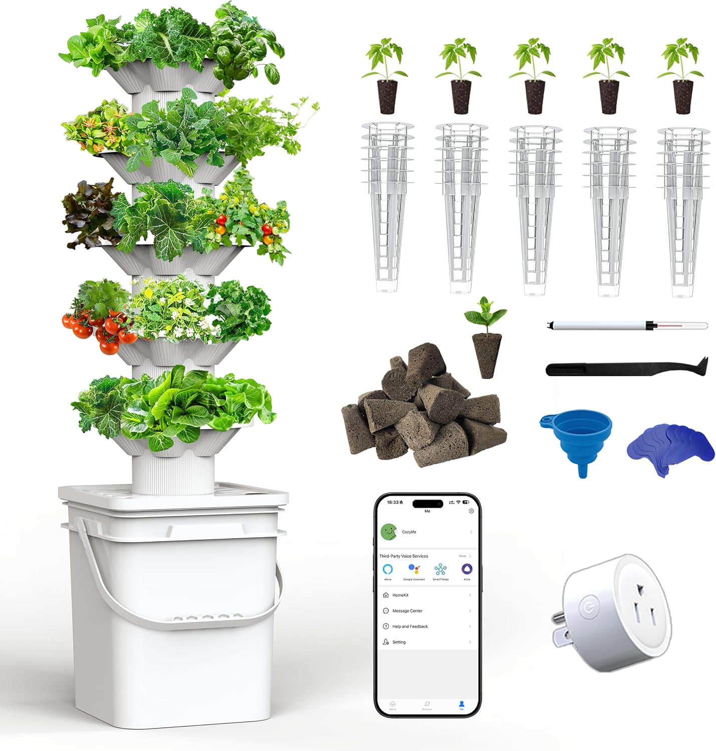 Hydroponic Tower - 수경재배 시스템 키트 5층 수경 타워